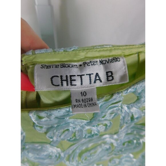 Chetta B Skirt Womens 10 Green Floral Applique Maxi A-Line Side Zip Embroidered - Picture 10 of 10
